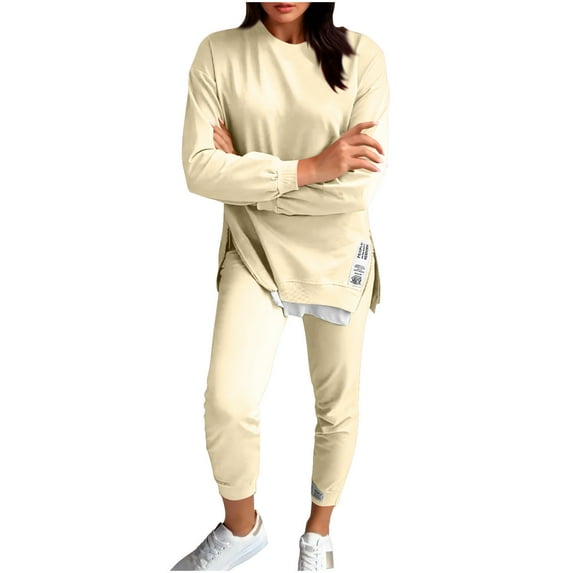hotojiny Two Piece Outfits for Women Casual Sweatsuits Set Fashion Long Sleeve Sweatshirt Jogger Pants Matching Set Fall Tracksuit