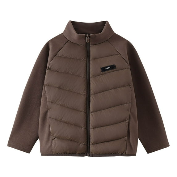 hotojiny Unisex Boy Girl Puffer Jacket Children Winter Warm Clothes Fleece Lined Down Coats Lightweight Zip up Outerwear