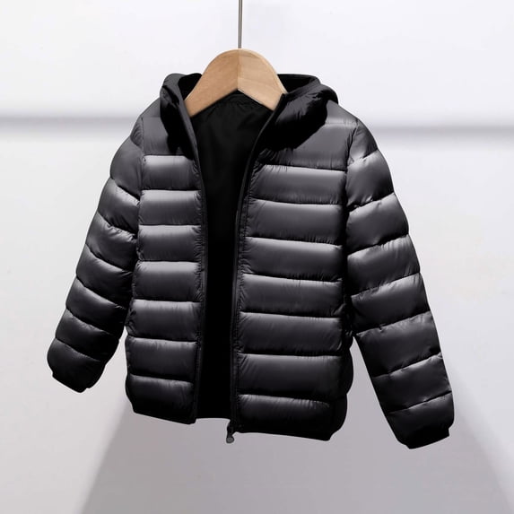 hotojiny Unisex Boy Girl Puffer Jacket Hooded Lightweight Outdoor Windproof Down Coats Winter Warm Clothes