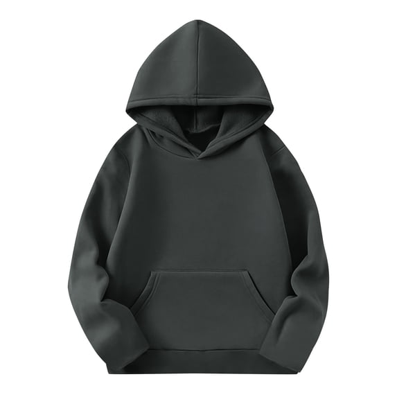 hotojiny Unisex Kids Plain Hooded Sweatshirt Boys Girls Long Sleeve Pullover Tops Fall Loose Fit Casual Hoodies with Pockets(Dark Gray aa1,4-5 Years)