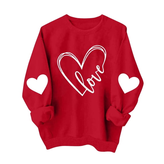 hotojiny Valentine Shirts for Girl Hearts Long Sleeve Tees Toddler Kids Cotton Tshirts Infant Baby Boys Crew Neck Sweatshirt 1-13 T
