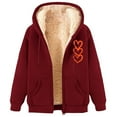 thumbnail image 1 of hotojiny Valentine's Day Jacket for Women Winter Warm Fleece Lined Hoodies Oversized Zipper Outerwear Sweatshirts Coats, 1 of 4