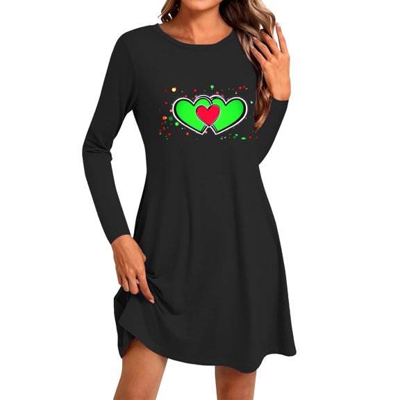 hotojiny Valentine's Day Nightgown for Women Baggy Long Sleeve Lounge Sleep Shirts Cute Comfy Soft Sleapwear Nightdress