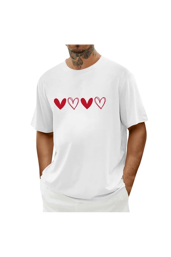 Valentine's Day Outfit Mens Shirts Loose Short Sleeve Crew Neck Summer Tops Fashion Graphic Men's T-Shirts
