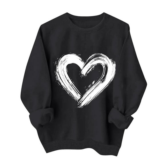 hotojiny Valentine's Day Sweatshirts for Women Casual Long Sleeve Crewneck Loose Pullover Fashion Spring Tops