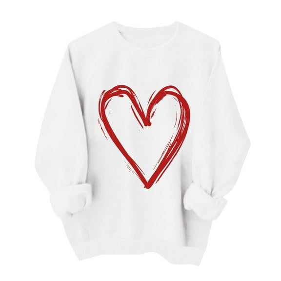 hotojiny Valentine's Day Sweatshirts for Women Casual Long Sleeve Crewneck Loose Pullover Fashion Spring Tops