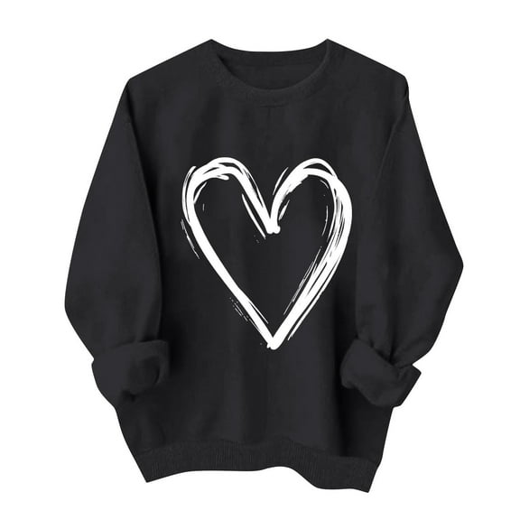 hotojiny Valentine's Day Sweatshirts for Women Casual Long Sleeve Crewneck Loose Pullover Fashion Spring Tops