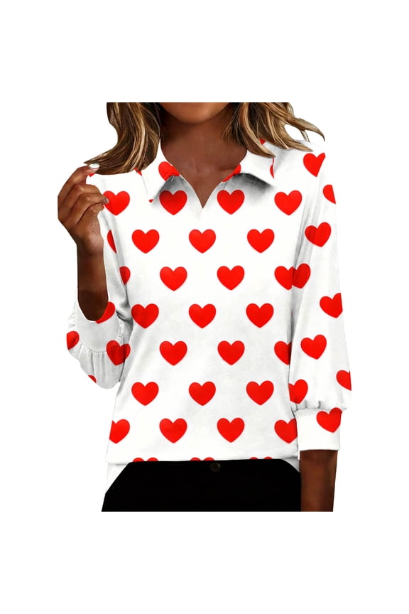 Valentine's Day Tops for Women Spring Trendy Graphic Work Shirt Cute Basic Tshirts Casual Blouse Clothing