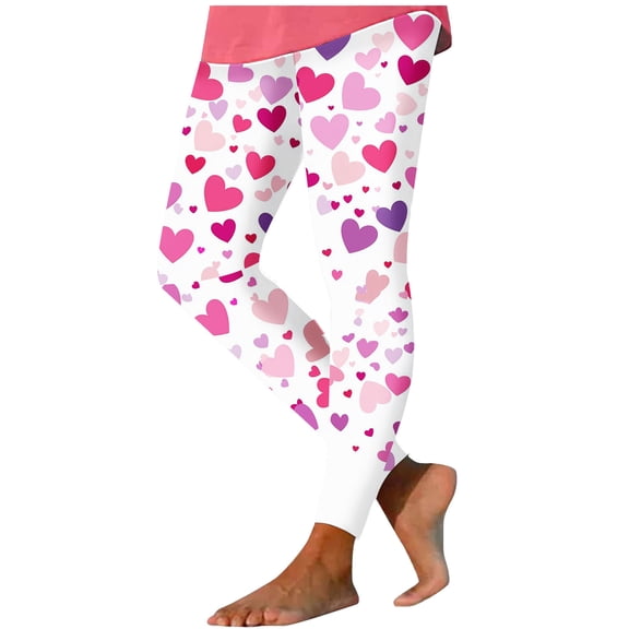 hotojiny Valentines Day Leggings for Women Casual Spring Fashion Yoga Workout Pants Slim Heart Print Leggings