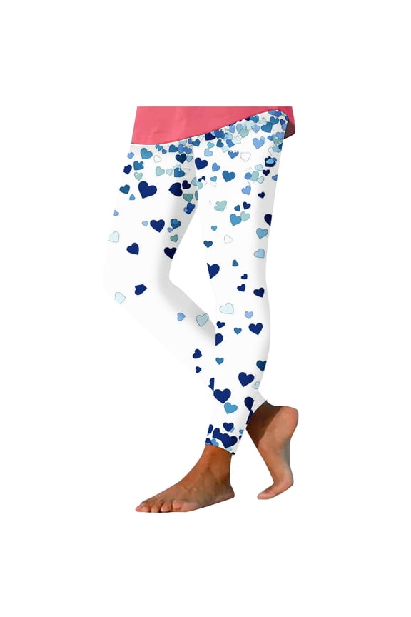 Valentines Day Leggings for Women Casual Spring Fashion Yoga Workout Pants Slim Heart Print Leggings