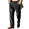 thumbnail image 1 of hotojiny Velvet Pants for Men Business Work Casual Stretch Straight Fit Dress Pants Pleated Comfort Fit Golf Pants with Pockets, 1 of 7