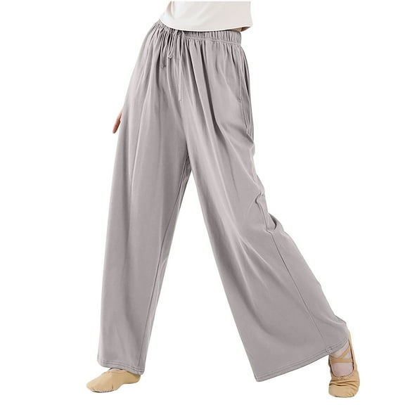 hotojiny Wide Leg Palazzo Pants for Women Summer Beach Pants Elastic Waist Flowy Loose Casual Lounge Trousers with Pockets