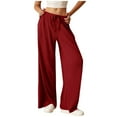 thumbnail image 1 of hotojiny Wide Leg Pants Woman Casual Loose Ribbed Knit Pants Flowy Comfy Drawstring Soft Trousers Fall Fashion Clothes, 1 of 6
