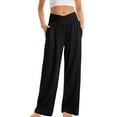 thumbnail image 1 of hotojiny Wide Leg Pants Woman Casual Loose Stretch Yoga Sweatpants Baggy V Crossover Lounge Flowy Pants with Pockets, 1 of 6