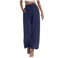 thumbnail image 1 of hotojiny Wide Leg Pants Woman Flowy Cotton Linen Summer Cropped Pants Solid Color Drawstring Waist Beach Trousers with Pockets, 1 of 7