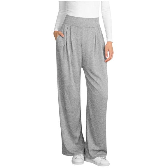hotojiny Wide Leg Pants Woman Pull on Stretchy Work Dress Pants Loose Pleated High Waisted Business Casual Trousers Slacks S-3XL