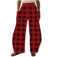 thumbnail image 1 of hotojiny Wide Leg Pants for Women Lounge Beach Travel Vacation Trousers Casual Plaid Trendy Baggy Pants with Pocket, 1 of 5