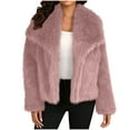 thumbnail image 1 of hotojiny Winter Cropped Coats for Women Fuzzy Long Sleeve Lapel Collar Jackets Open Front Solid Warm Outerwear, 1 of 4