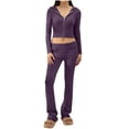 thumbnail image 1 of hotojiny Women 2 Piece Outfits Workout Bodycon Tracksuit Cropped Long Sleeve Zip up Hoodie Jacket Matching Flared Leggings Sets, 1 of 7