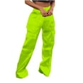 thumbnail image 1 of hotojiny Women Baggy Satin Cargo Pants High Waisted Wide Leg Casual Pants Fashion Streetwear Trousers with Multi Pockets, 1 of 5