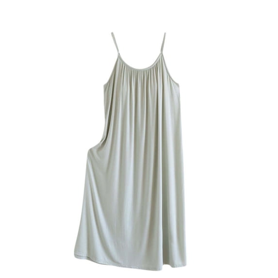 hotojiny Women Camisole Nightgown Solid Spaghetti Strap Cami Sleep Dress Pleated Sleeveless Sleepwear Scoop Neck Flowy Nightdress