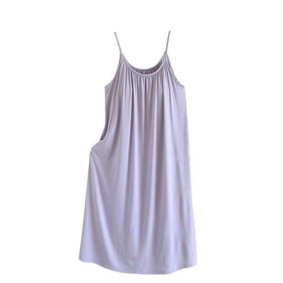 hotojiny Women Camisole Nightgown Solid Spaghetti Strap Cami Sleep Dress Pleated Sleeveless Sleepwear Scoop Neck Flowy Nightdress