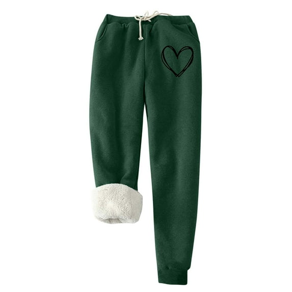 hotojiny Women Casual Sweatpants Lounge Winter Warm Fleece Soft Joggers Comfy Elastic Waist Trousers with Pockets