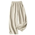 thumbnail image 1 of hotojiny Women Cotton Linen Pants Summer Wide Leg High Waisted Palazzo Pants Flowy Lounge Beach Trousers with Pockets, 1 of 7