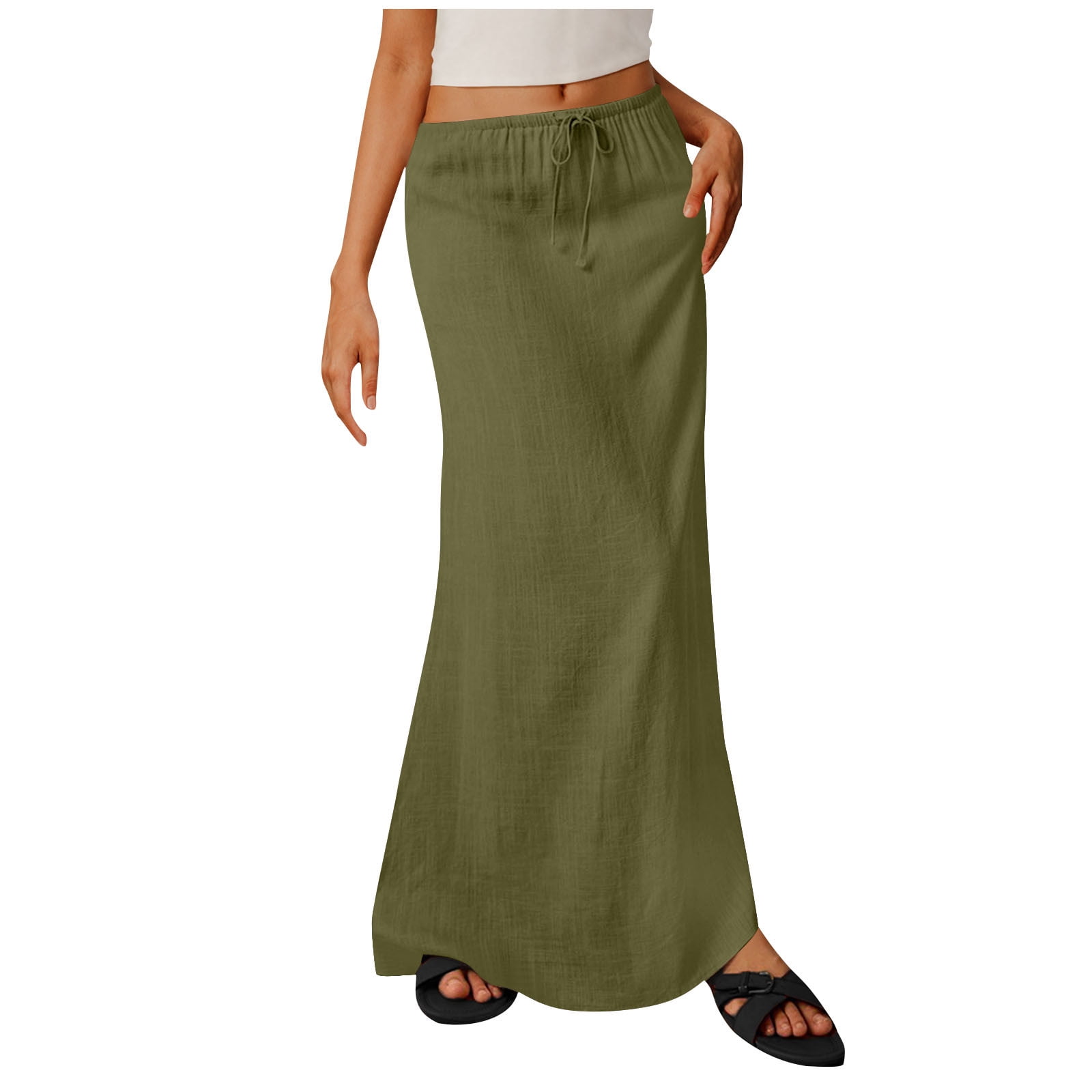 Natural Linen Skirt – Comfortable Fit with Drawstring