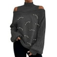 thumbnail image 1 of hotojiny Women Fall Winter Knit Sweaters Long Sleeve Off Shoulder Sweater Turtleneck Pullover Loose Tops, 1 of 5