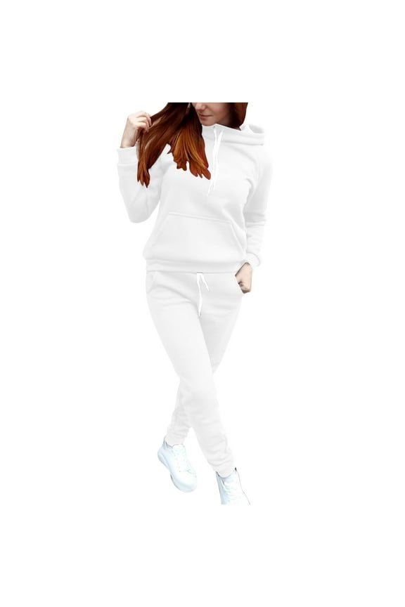 Women Jogger Outfit Matching Sweat Suits Long Sleeve Hooded Sweatshirt and Sweatpants 2 Piece Workout Sets Tracksuit
