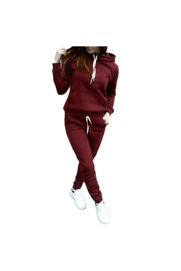 Women Jogger Outfit Matching Sweat Suits Long Sleeve Hooded Sweatshirt and Sweatpants 6 Piece Workout Sets Tracksuit Womens Clothes