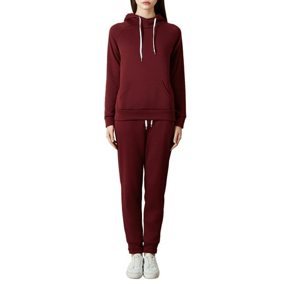 hotojiny Women Jogger Outfit Matching Tracksuit Long Sleeve Hooded Sweatshirt and Sweatpants 2 Piece Lounge Sets Sweatsuits Womens Clothes