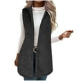 thumbnail image 1 of hotojiny Women Long Fuzzy Vest Fall Open Front Fleece Lined Jacket Winter Warm Sherpa Sleeveless Hooded Coat Outwear for Cold Weather, 1 of 7