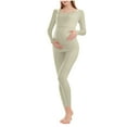 thumbnail image 1 of hotojiny Women Maternity Pajama Set 2 Piece Outfits Soft Bodycon Warm Plus Size Tops Base Layer Legging Pants Fall Winter Clothing, 1 of 6