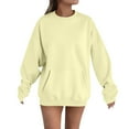 thumbnail image 1 of hotojiny Women Oversized Crewneck Sweatshirt Fleece Long Sleeve Solid Color Pullover Tops Casual Loose Workout Shirt with Pocket, 1 of 4