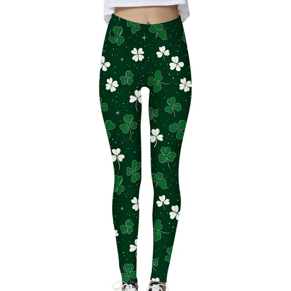 hotojiny Women St. Patrick's Day Leggings Spring Fashion Workout Yoga Pant Casual High Waisted Running Athletic Pants