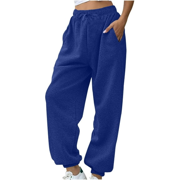 hotojiny Women Sweatpants Baggy High Waisted Cinch Bottom Athletic Sweat Pants Lightweight Workout Active Trousers with Pockets