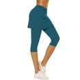 thumbnail image 1 of hotojiny Women Tennis Skirted Leggings Capris Casual High Waist Yoga Leggings with Skirts for Running Dance Golf Gym, 1 of 6
