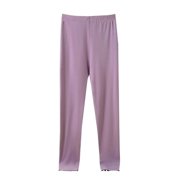 hotojiny Women Thermal Pants Fleece High Waisted Thermal Bottom for Cold Weather Solid Color Elastic Waist Underwear Leggings