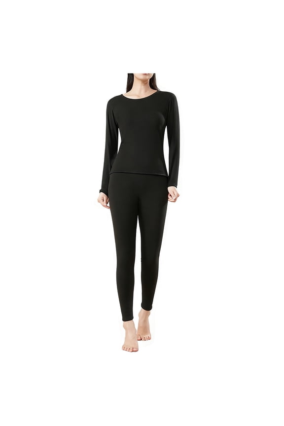 Women Thermal Underwear Sets Fall Winter Warm Base Layer Set Plus Size Long Sleeve Stretch Pullover Top Bottom Set for Ski