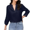 thumbnail image 1 of hotojiny Women Work Shirt Dressy Long Sleeve V Neck Lapel Business Tops Casual Loose Office Blouse Spring Fashion Outfits, 1 of 7