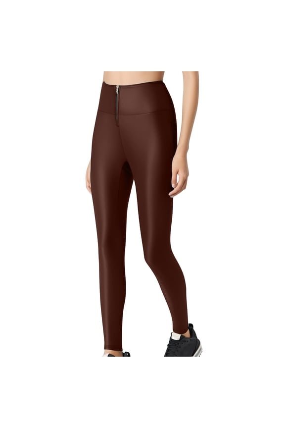 Women Yoga Leggings High Waisted Stretchy Zipper Tights Gym Running Hiking Athletic Workout Pants