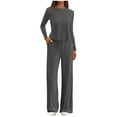 thumbnail image 1 of hotojiny Women's 2 Piece Sets Fall Sweatshirt Casual Travel Outfits Lounge Wide Leg Pants Matching Tracksuit Cozy Sweatsuits, 1 of 7