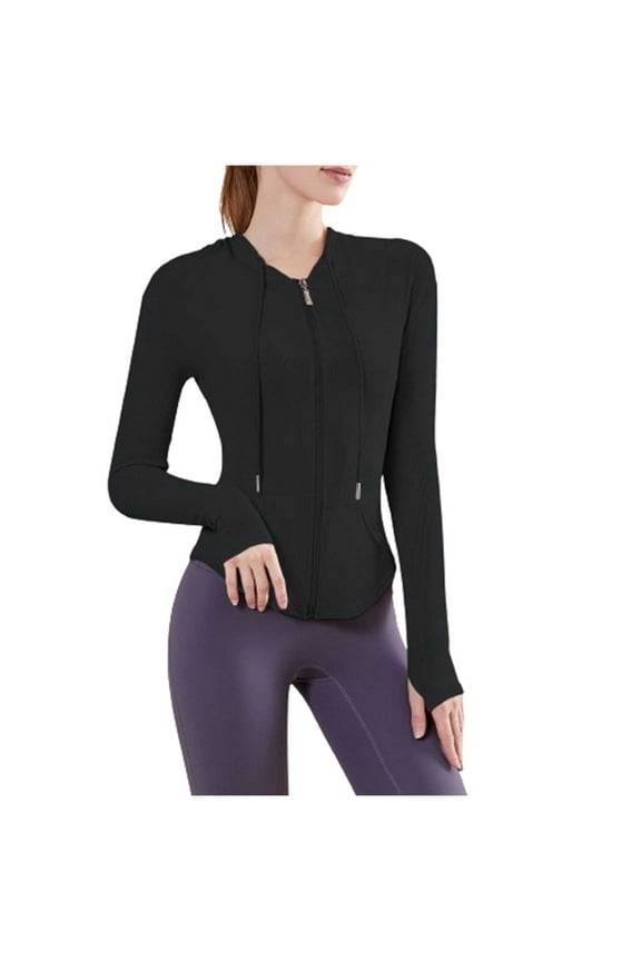 Women's Athletic Hoodie Jackets Full Zip Up Slim Lightweight Workout Jacket Running Gym Yoga Tops with Pockets