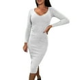 thumbnail image 1 of hotojiny Women's Bodycon Midi Dress Elegant Long Sleeve Slim Knitted Dresses Fashion Cocktail Party Club Dresses, 1 of 7