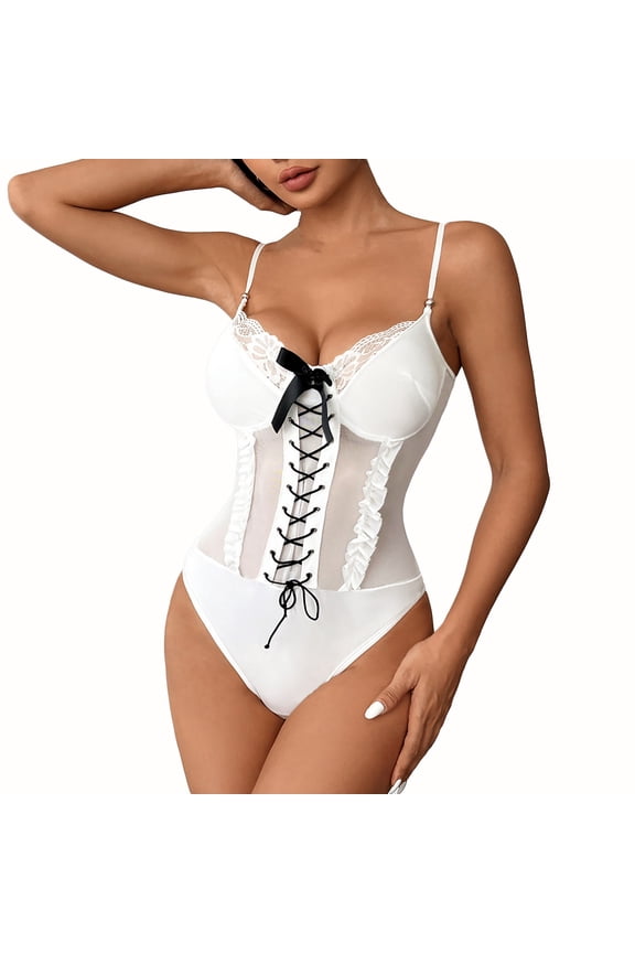 Women's Bodysuit Fashion Lace Trim Backless Sleeveless Camisole Jumpsuit Summer Slim Bodycon Rompers