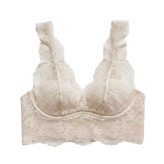 hotojiny Women's Bra Cute Lace Bralette Padded Underwire Everyday Bra Wide Strap Full Coverage Comfortable Bra