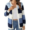 thumbnail image 1 of hotojiny Women's Cardigan Button Color Block Loose Knitted Long Sleeve Sweaters Fashion Casual Lightweight Soft Outwear, 1 of 2