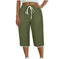 thumbnail image 1 of hotojiny Women's Casual Capri Pants Elastic Waist Drawstring Lounge Capris with Pockets Plus Size Comfy Capri Pants, 1 of 7